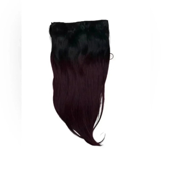 14 Inch Human Hair Clip in Black & Red Balayage - Picture 4 of 5